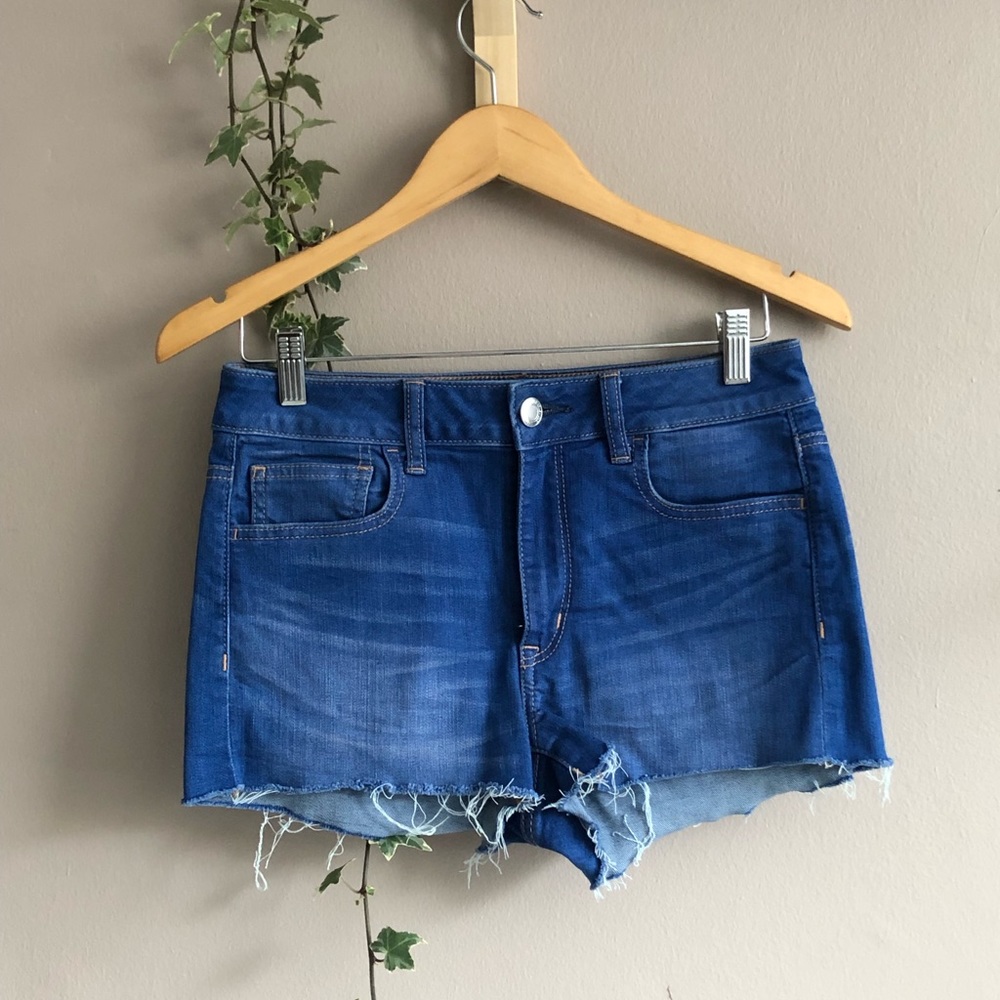 Hi-rise denim shorts